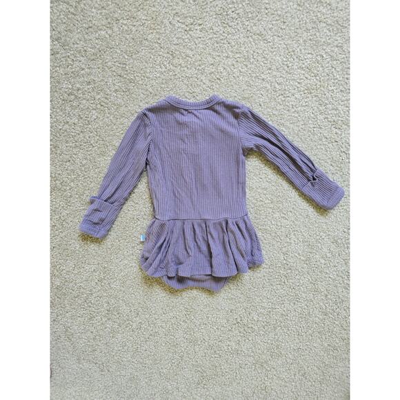 Posh Peanut‎ Bamboo Ribbed Skirted Bodysuit Dress Smoky Purple Size 0-3 Months - Picture 4 of 4